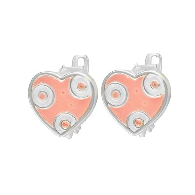 Cercei argint copii inima cu email roz