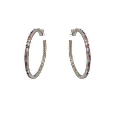 Cercei argint rotunzi de 40 mm colorati