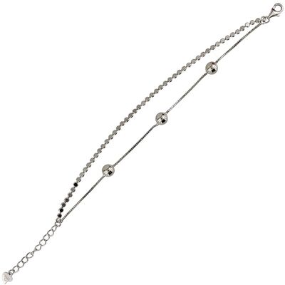 Bratara argint dubla cu bilute si sfere