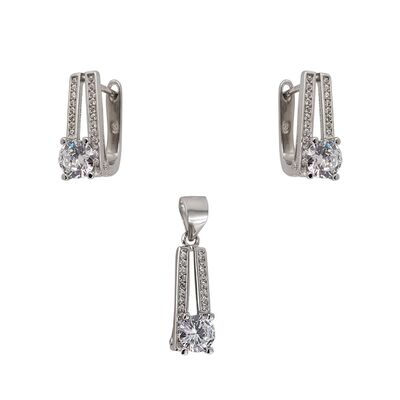 Set argint elegant cu zirconii albe Cyntia