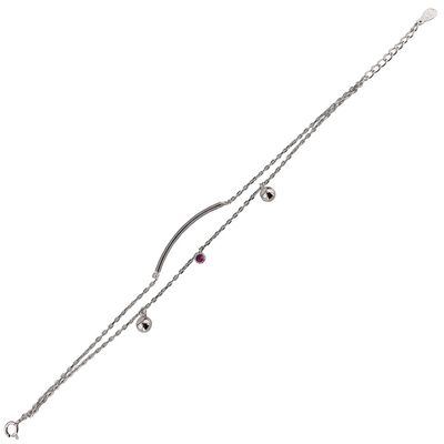 Bratara argint dubla zirconiu fucsia Nihan