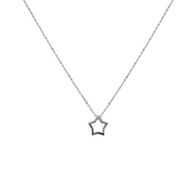 Lant argint cu pandantiv stea colorata