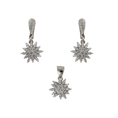 Set argint elegant flori cu zirconii Fay