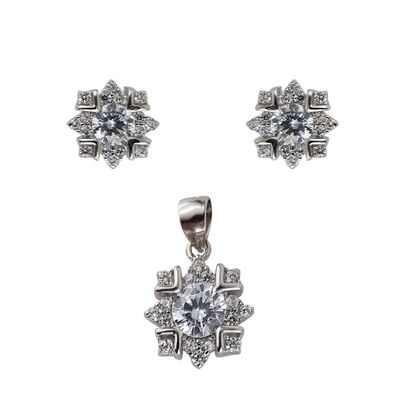 Set argint flori cu zirconii  Daleyza