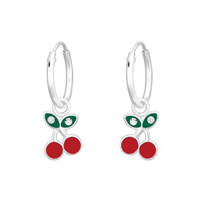 Cercei argint copii Cherry cu email