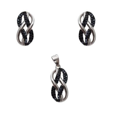 Set argint infinit cu zirconii negre Naiara