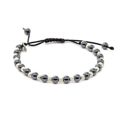 Bratara argint snur hematite Thia