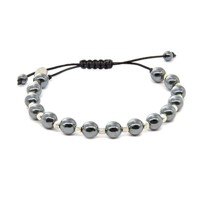 Bratara argint snur hematite Thia