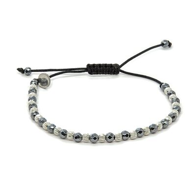 Bratara argint snur hematite fatetate Thia