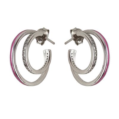 Cercei argint rotunzi roz Creolinni