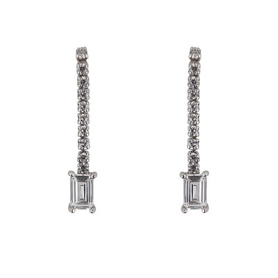 Cercei lungi argint Thia cu zirconiu