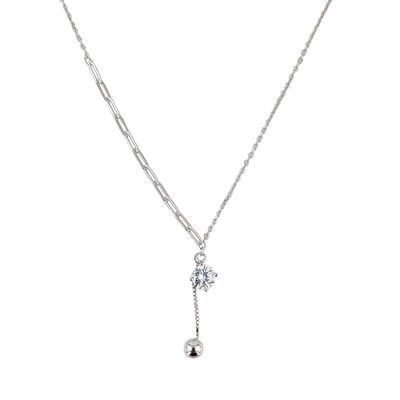 Lant argint deosebit cu zirconiu alb Thia