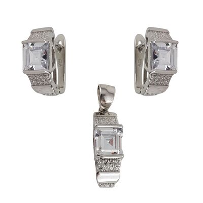 Set argint elegant zirconiu patrat Thia