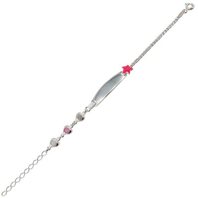 Bratara argint copii placuta cu steluta roz