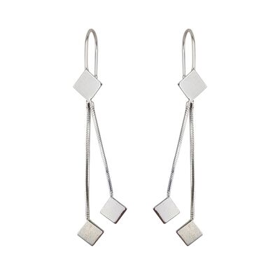 Cercei lungi argint Rombis
