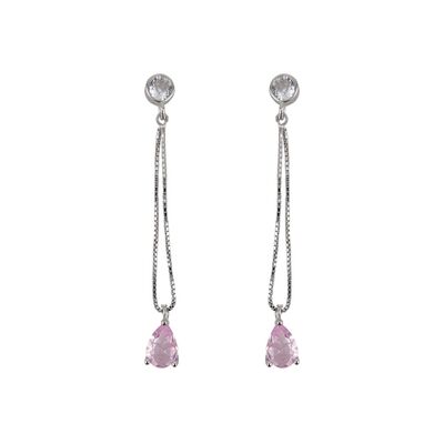 Cercei lungi argint lacrima roz Thia