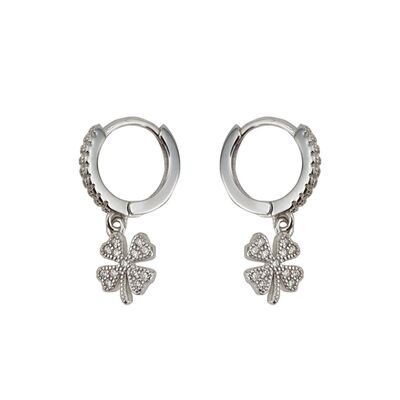 Cercei argint trifoi cu zirconiu Yonca