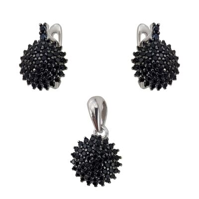 Set argint elegant cu zirconii negre Daire