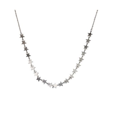 Lant argint la baza gatului cu stelute