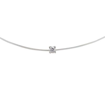 Lant argint silicon solitaire