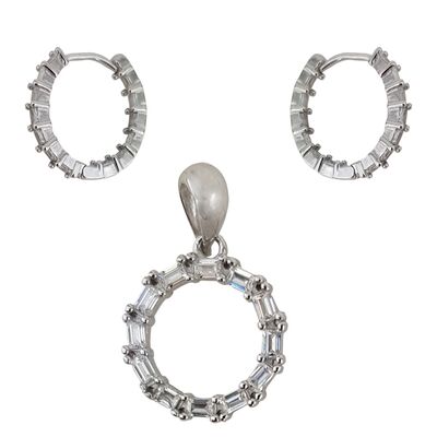 Set argint simplu cu zirconii  Liza