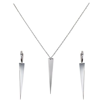 Set argint lant si cercei triunghi Thia