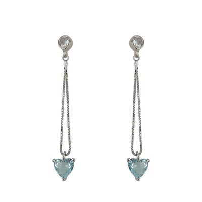 Cercei argint inima aquamarin Thia