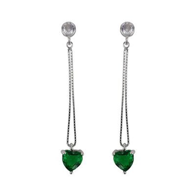 Cercei argint inima verde Thia