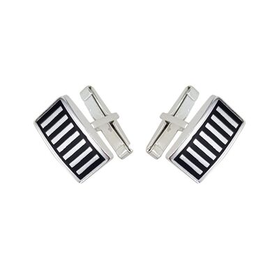 Butoni argint dreptunghiulari Rows