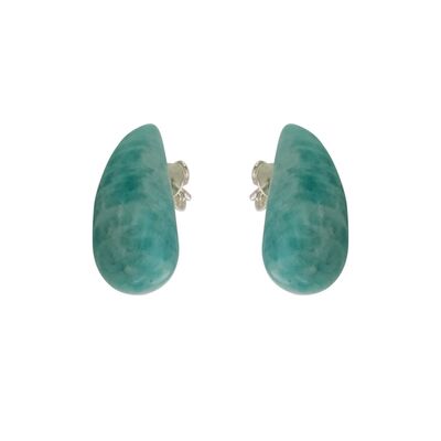 Cercei argint bombati Amazonit