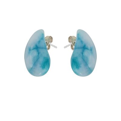 Cercei argint bombati Larimar