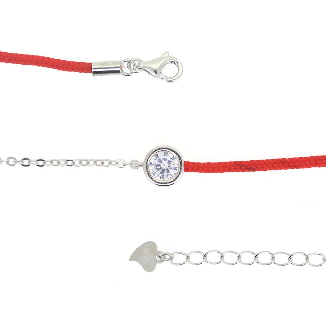 Bratara din Argint 925 si textil rosu