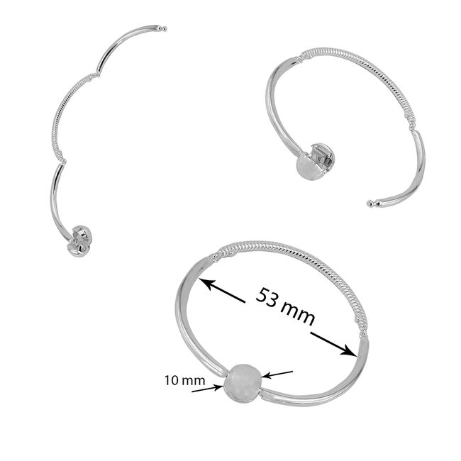 Bratara argint pentru talismane semi-fixa, lungime 19 cm