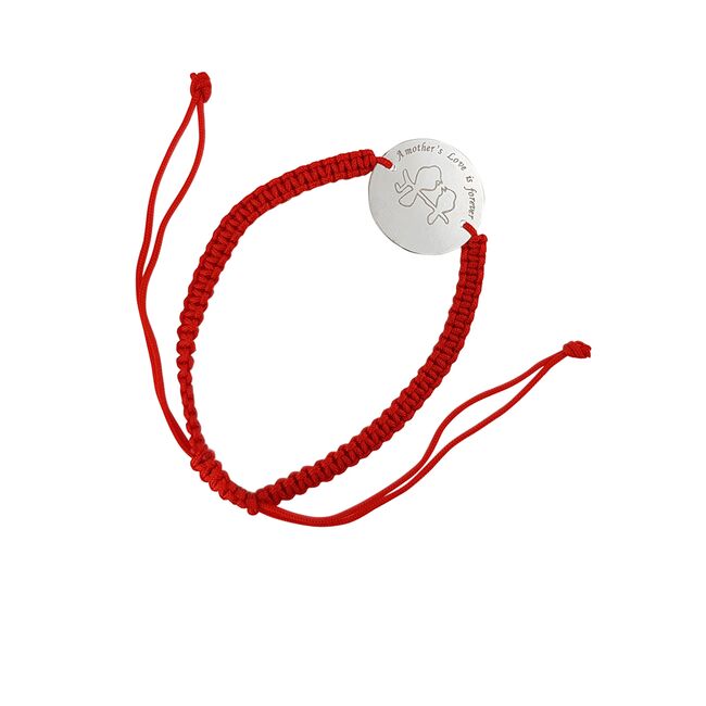 Bratara snur rosu cu banut argint