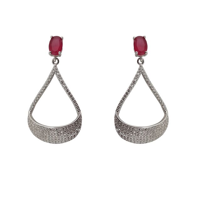 Cercei argint eleganti cu zirconiu roz