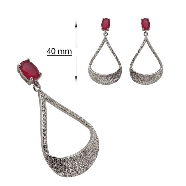 Cercei argint eleganti cu zirconiu roz