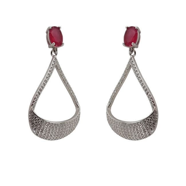 Cercei argint eleganti cu zirconiu roz