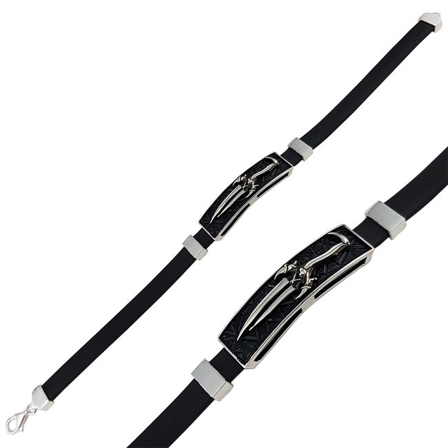 Bratara argint barbati silicon cu placuta stilizata