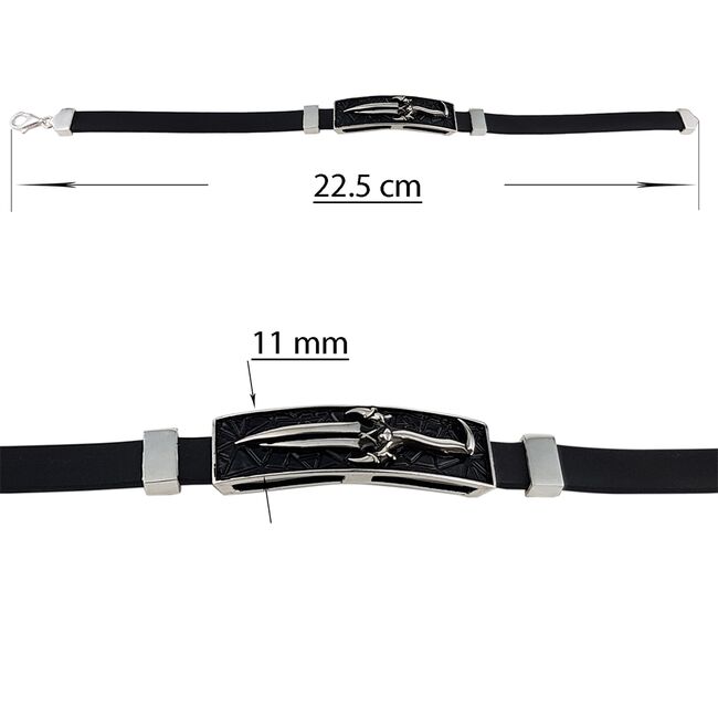 Bratara argint barbati silicon cu placuta stilizata