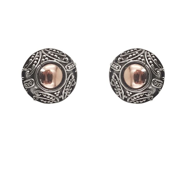 Cercei argint rotunzi cu auriu rose