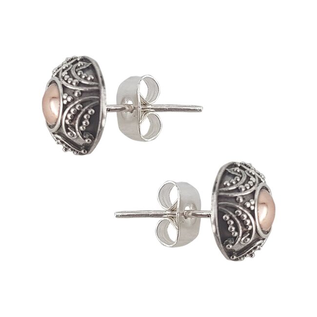 Cercei argint rotunzi cu auriu rose