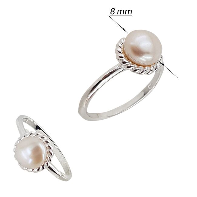 Inel argint cu perla de cultura, marime 56