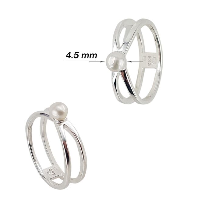 Inel argint trendy cu perla de cultura, marime 54