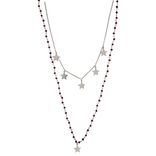 Lant argint, stil rozariu, cu stelute si coral