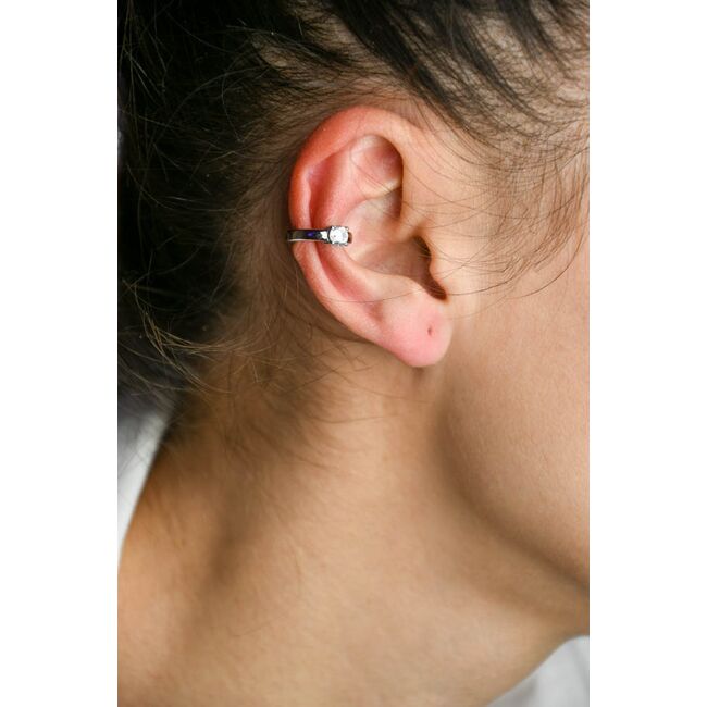 Cercei argint cuff cu zirconiu alb