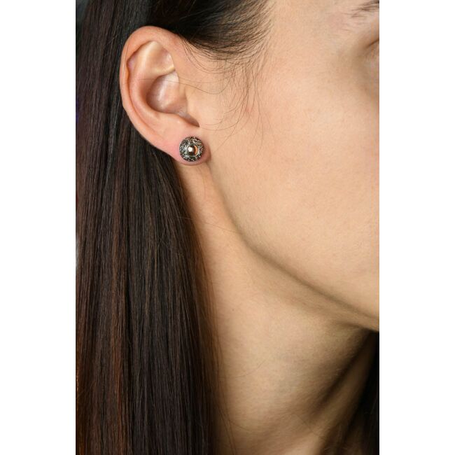 Cercei argint rotunzi cu auriu rose