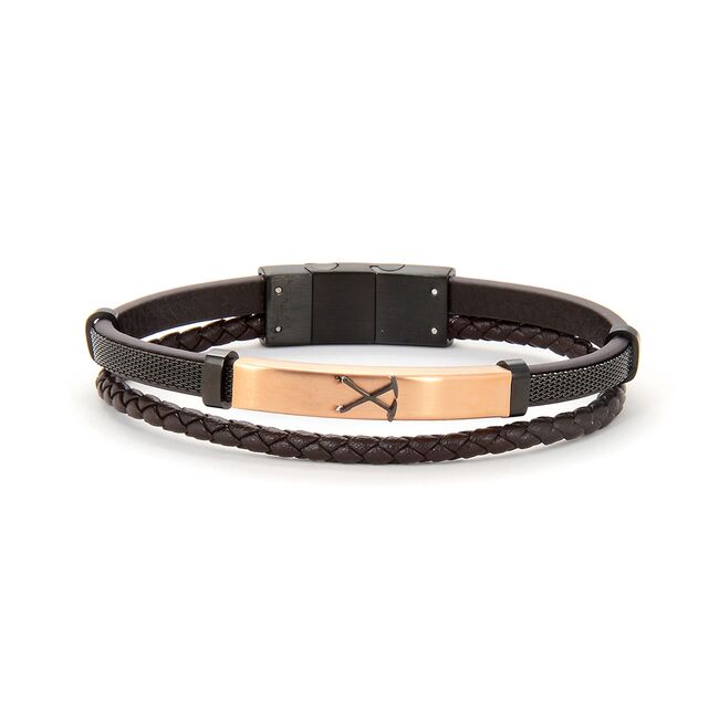 Bratara cafenie, Santa Barbara Polo, pentru barbati, din piele, SBJ.6.1056-3