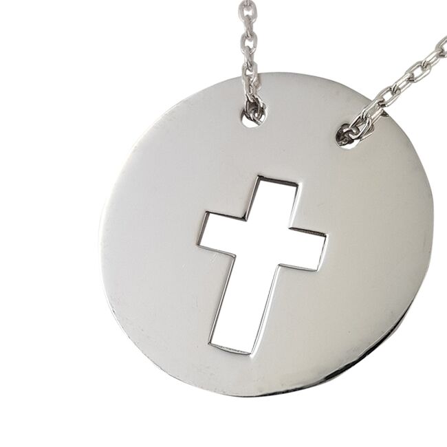 Lant argint cu banut decupat in forma de cruce