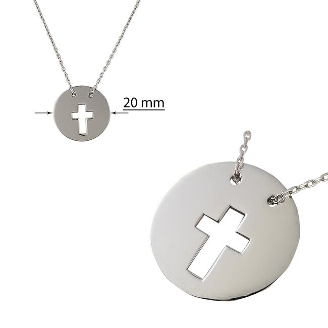 Lant argint cu banut decupat in forma de cruce