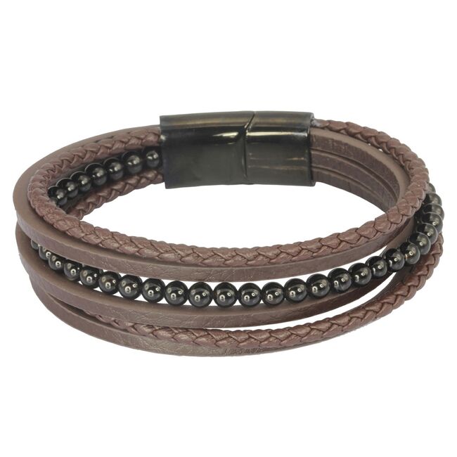 Bratara cafenie, AAB, pentru barbati, din otel inoxidabil, MBSS26-35